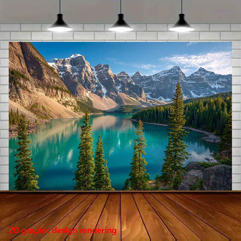 Photography Yoga - Mountain Lake Scenery Tapestry Nature Landscape