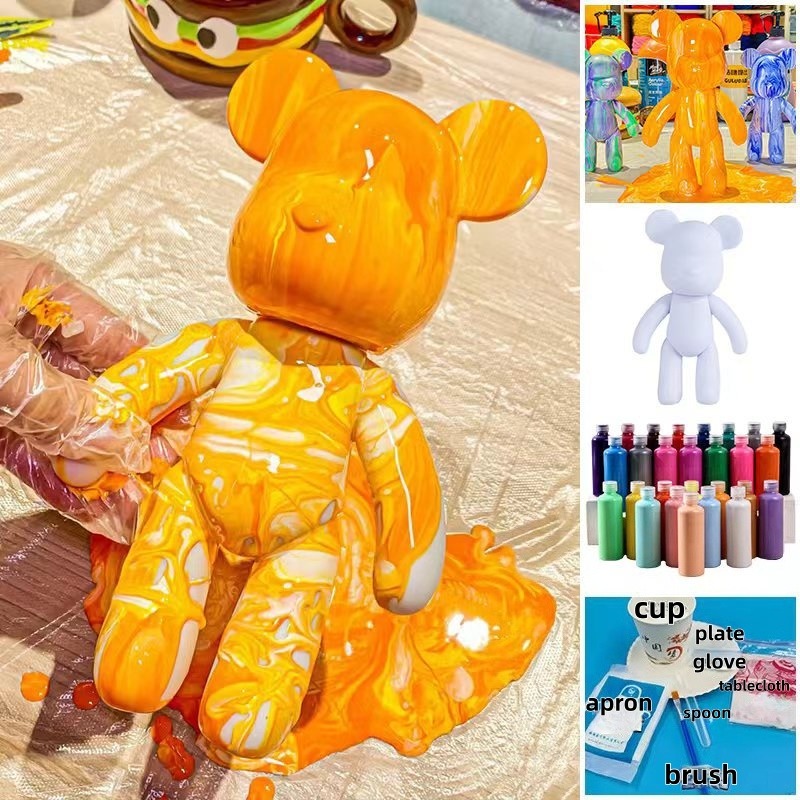 Photography Desk - 23cm DIY Paint Fluid Bear Figure