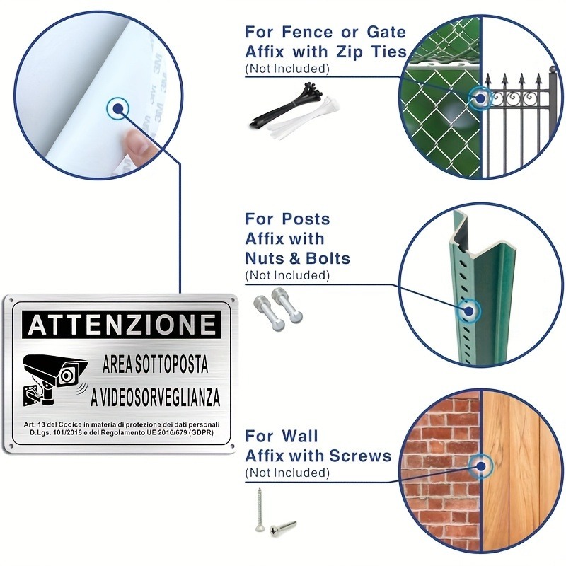 Italian Security Sign 20X30cm  - Photography Videography review and price